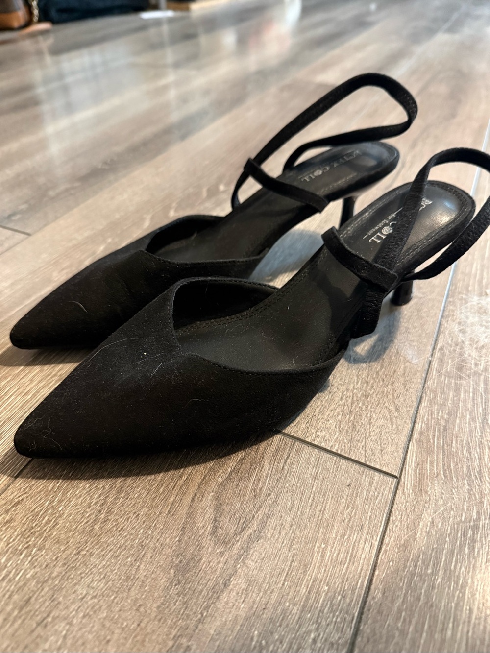 Pointed Black Kitten Heels